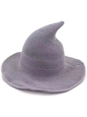 🎃 Unisex Light Grey Wool Knitted Masquerade Cosplay Costume Halloween Witch Hat